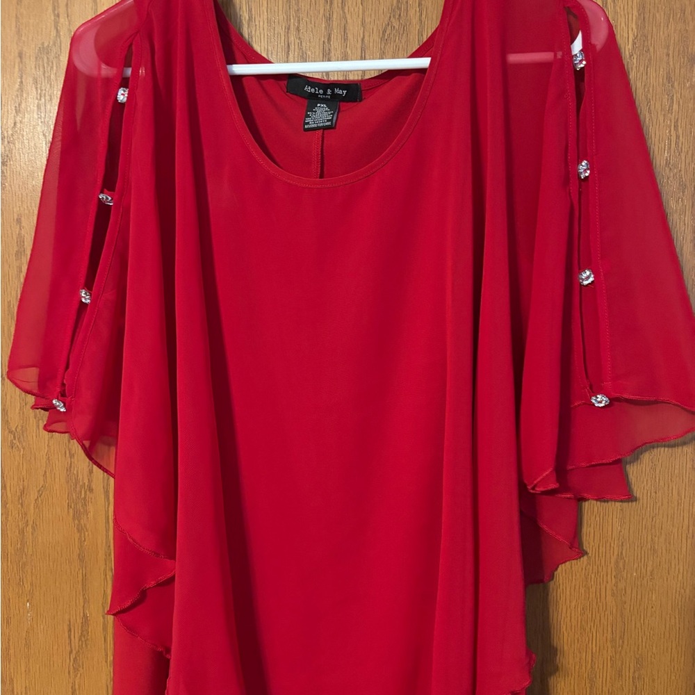 Nicole Miller Scarlet Blouse with Embellished Sleeves